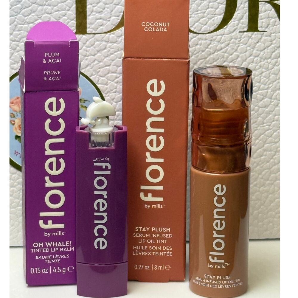 florence by mills BUNDLE - Stay Plush Lip Oil Tint & Tinted Lip Balm Bundle -NEW